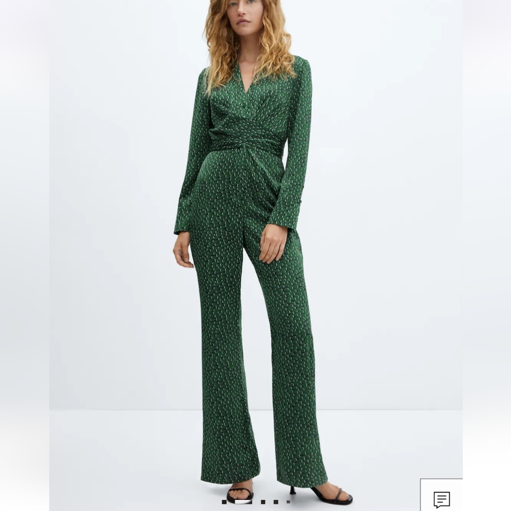 Mango V-neck satin jumpsuit NWT